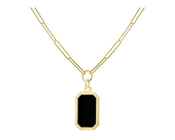 9 K Yellow Gold Necklace with Onyx