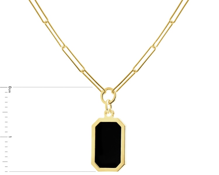 9 K Yellow Gold Necklace with Onyx