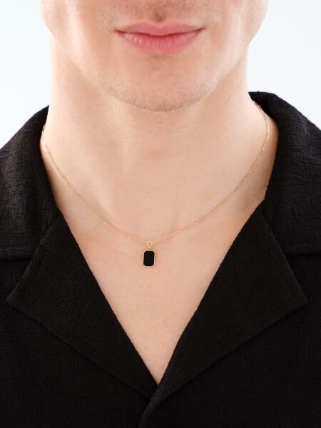 9 K Yellow Gold Necklace with Onyx