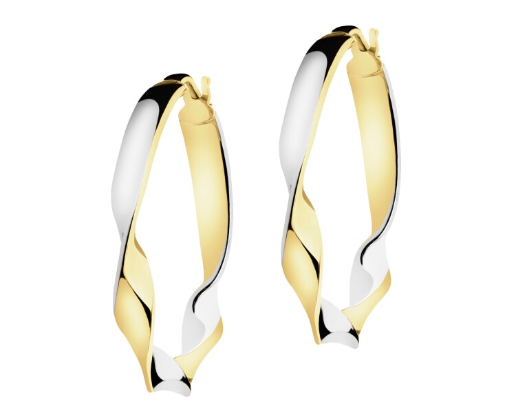 9 K Rhodium-Plated Yellow Gold Hoop Earring 