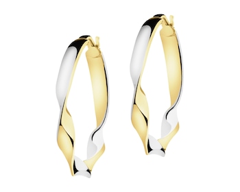 9 K Rhodium-Plated Yellow Gold Hoop Earring 