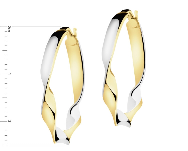 9 K Rhodium-Plated Yellow Gold Hoop Earring 