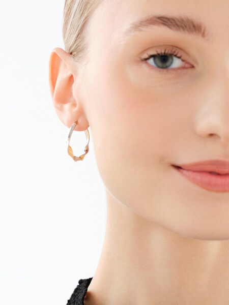 9 K Rhodium-Plated Yellow Gold Hoop Earring 