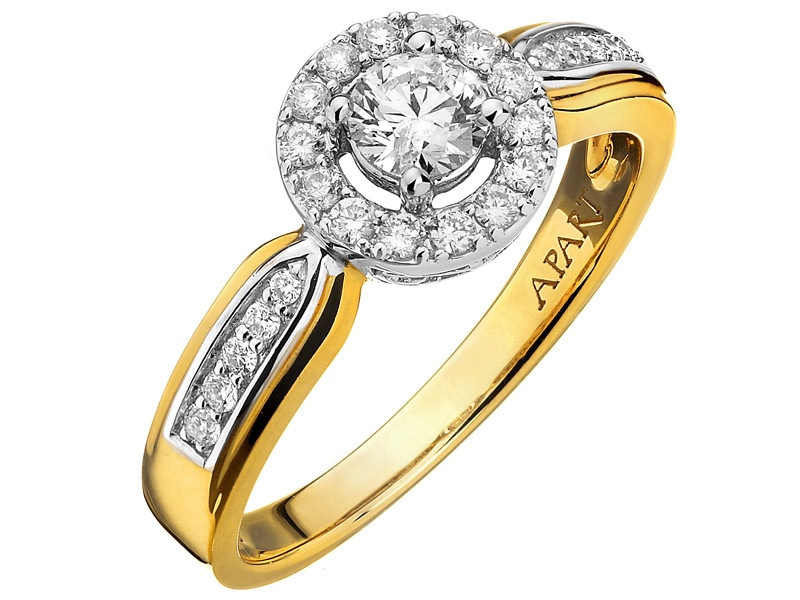 Yellow gold ring with brilliants 0,49 ct - fineness 585