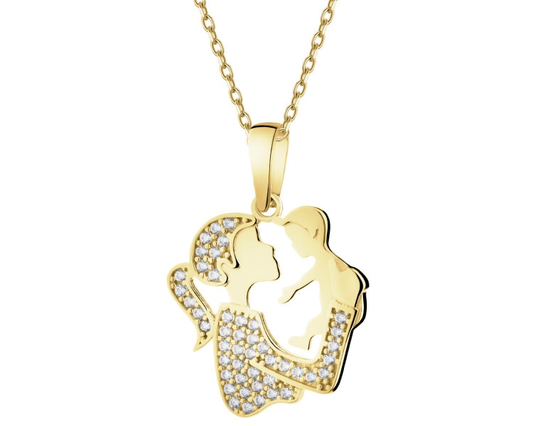 Złota zawieszka z cyrkoniami - mama z dzieckiem