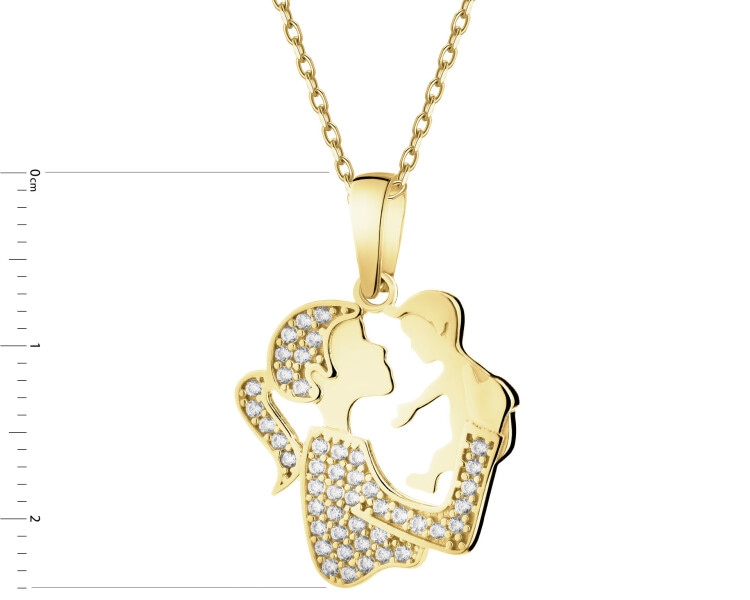 Złota zawieszka z cyrkoniami - mama z dzieckiem