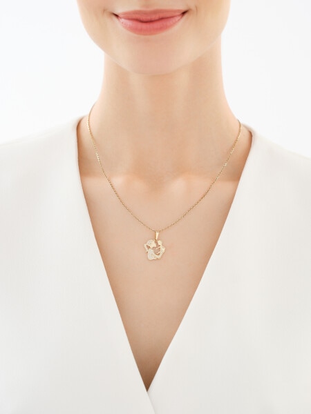 Złota zawieszka z cyrkoniami - mama z dzieckiem