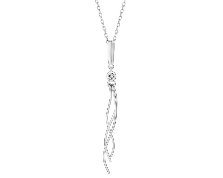 14 K Rhodium-Plated White Gold Pendant with Diamond - 0,003 ct - fineness 14 K
