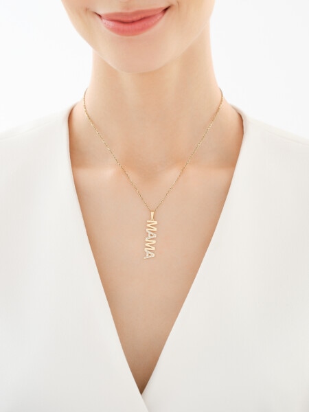 Złota zawieszka z cyrkoniami - mama