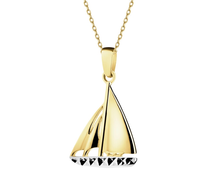 9 K Rhodium-Plated Yellow Gold Pendant 