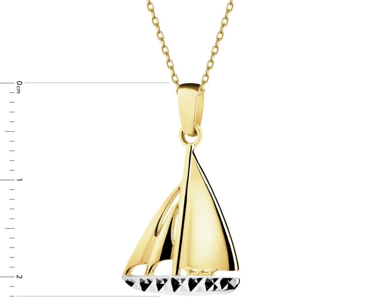 9 K Rhodium-Plated Yellow Gold Pendant 