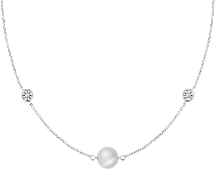 Yellow and white gold Pearl Necklace - fineness 14 K
