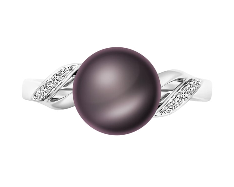 14 K Rhodium-Plated Yellow Gold Ring - fineness 14 K