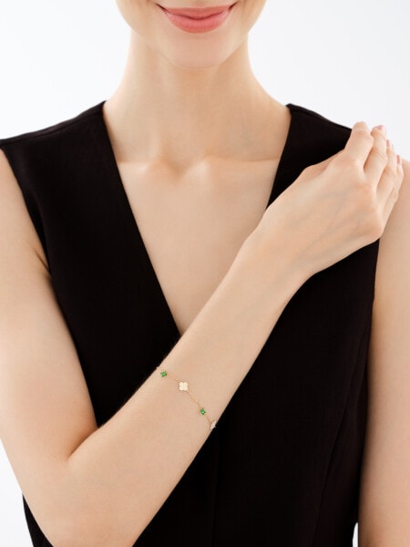 9 K Yellow Gold Bracelet with Cubic Zirconia