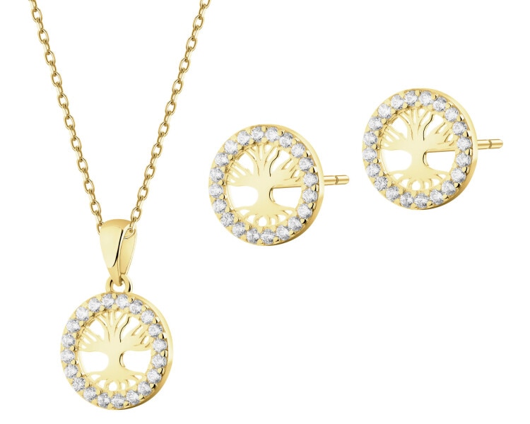 14 K Yellow Gold Set with Cubic Zirconia