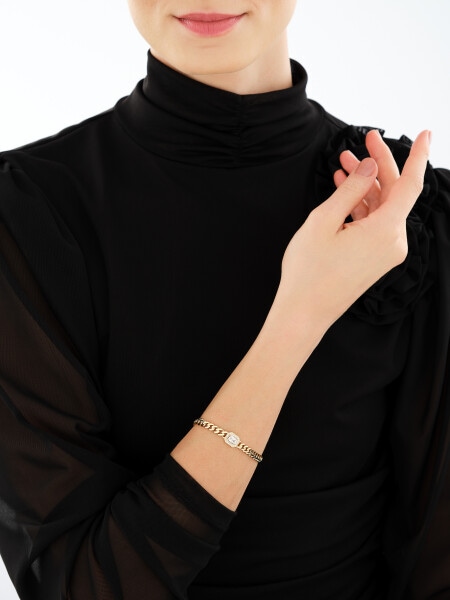 14 K Yellow Gold Bracelet with Synthetic Quartz