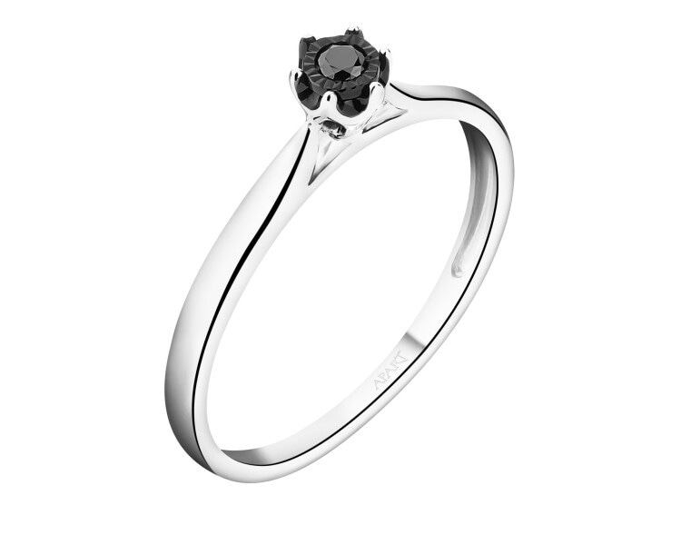 9 K Rhodium-Plated White Gold Ring with Diamond - 0,05 ct - fineness 14 K