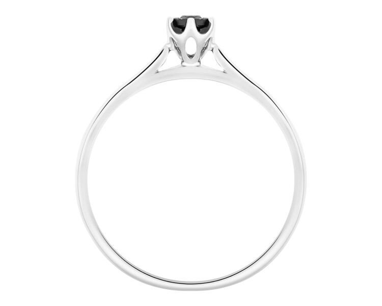 9 K Rhodium-Plated White Gold Ring with Diamond - 0,05 ct - fineness 14 K