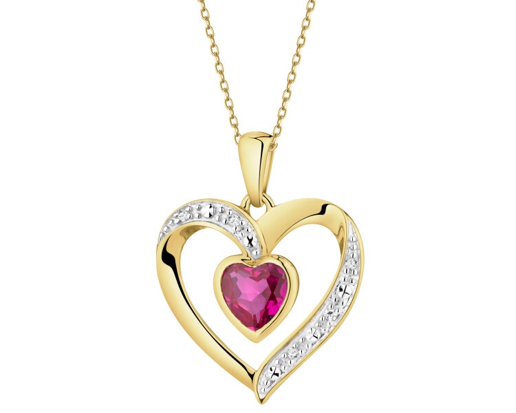 9 K Rhodium-Plated Yellow Gold Pendant - fineness 14 K