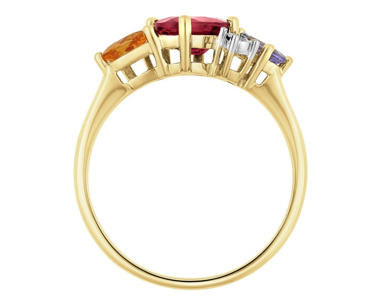 14 K Rhodium-Plated Yellow Gold Ring  - fineness 14 K
