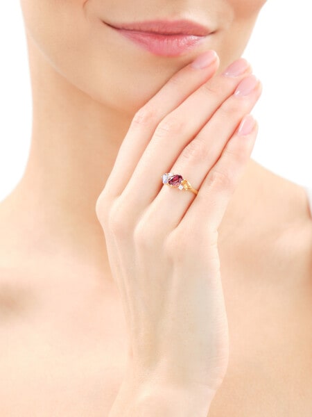 14 K Rhodium-Plated Yellow Gold Ring  - fineness 14 K