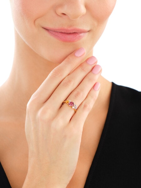 14 K Rhodium-Plated Yellow Gold Ring  - fineness 14 K