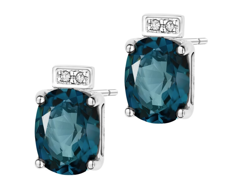 14 K Rhodium-Plated Yellow Gold Earrings - fineness 14 K