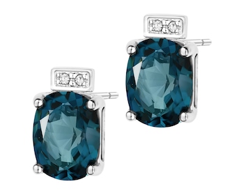 14 K Rhodium-Plated Yellow Gold Earrings - fineness 14 K