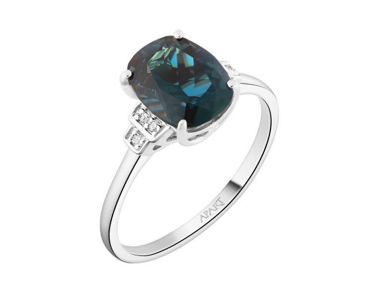 14 K Rhodium-Plated Yellow Gold Ring - fineness 14 K