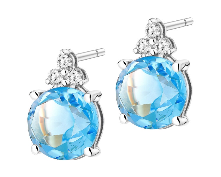 14 K Rhodium-Plated Yellow Gold Earrings - fineness 14 K