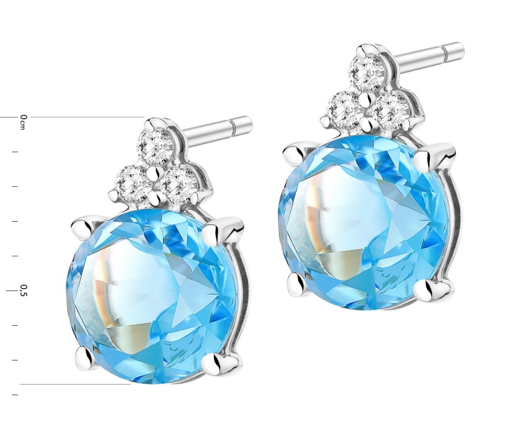 14 K Rhodium-Plated Yellow Gold Earrings - fineness 14 K