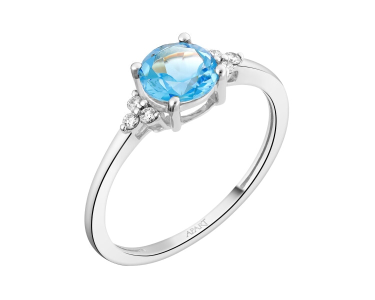 14 K Rhodium-Plated Yellow Gold Ring - fineness 14 K