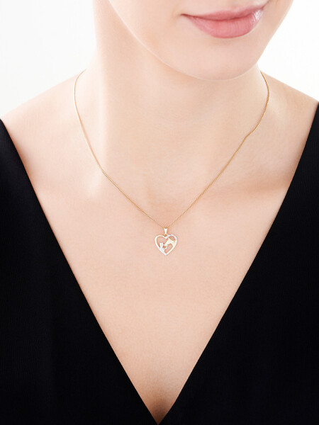 9 K Rhodium-Plated Yellow Gold Pendant with Diamonds - 0,02 ct - fineness 14 K