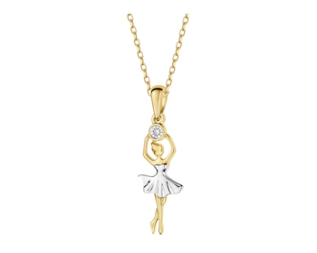 Zlatý přívěsek s diamanty - baletka - 0,003 ct - ryzost 585