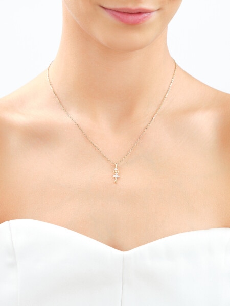 Zlatý přívěsek s diamanty - baletka - 0,003 ct - ryzost 585