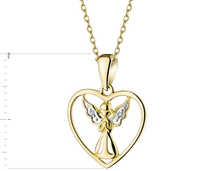 9 K Rhodium-Plated Yellow Gold Pendant with Diamonds - 0,006 ct - fineness 14 K