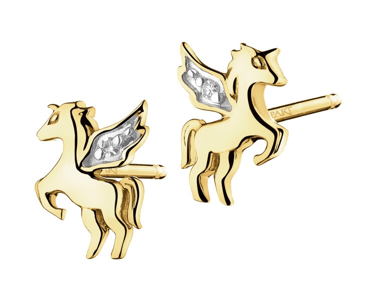 9ct Yellow Gold Earrings with Diamonds - 0,006 ct - fineness 14 K