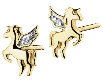 Náušnice ze žlutého zlata s diamanty - 0,006 ct - ryzost 585