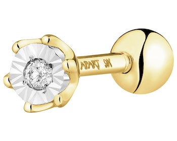 Piercingová náušnice ze žlutého a bílého zlata s briliantem - 0,01 ct - ryzost 585