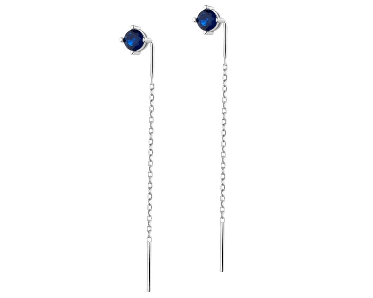 Rhodium Plated Silver Dangling Earring with Cubic Zirconia