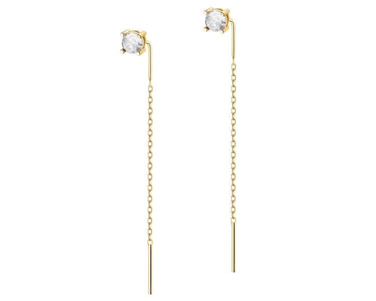 Rhodium Plated Silver Dangling Earring with Cubic Zirconia