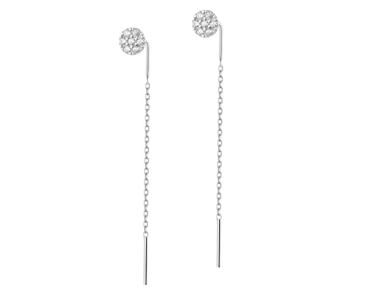 Rhodium Plated Silver Dangling Earring with Cubic Zirconia