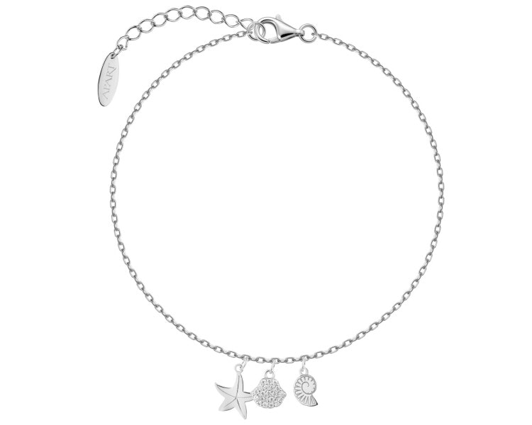 Bransoletka srebrna z cyrkoniami - rozgwiazda, muszle