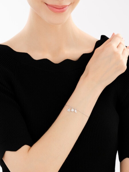 Bransoletka srebrna z cyrkoniami - rozgwiazda, muszle