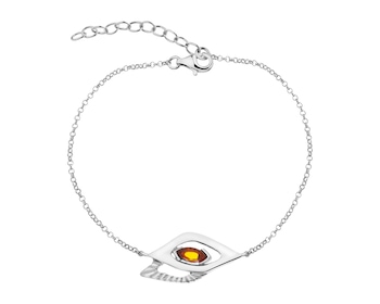 Stříbrný náramek s jantarem