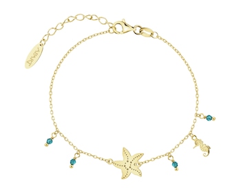 Bransoletka srebrna ze szlifowanym szkłem - rozgwiazda, konik morski