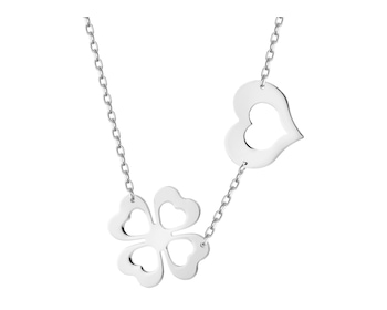 Naszyjnik srebrny - koniczyna, serce