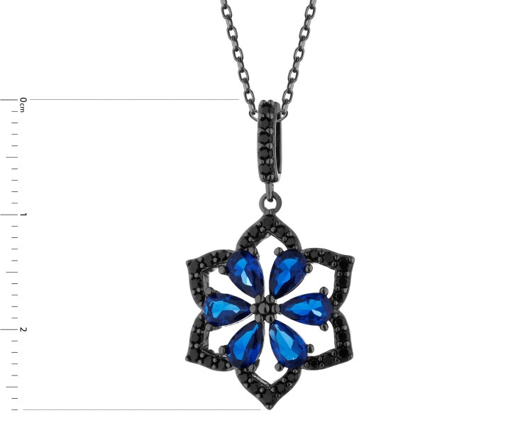 Silver Plated With Black Rhodium Pendant with Cubic Zirconia