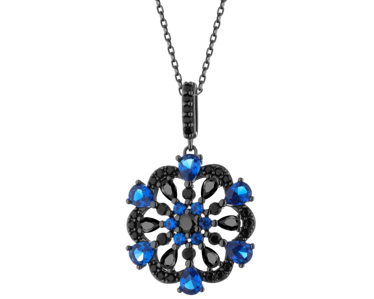 Zawieszka srebrna z cyrkoniami - rozeta