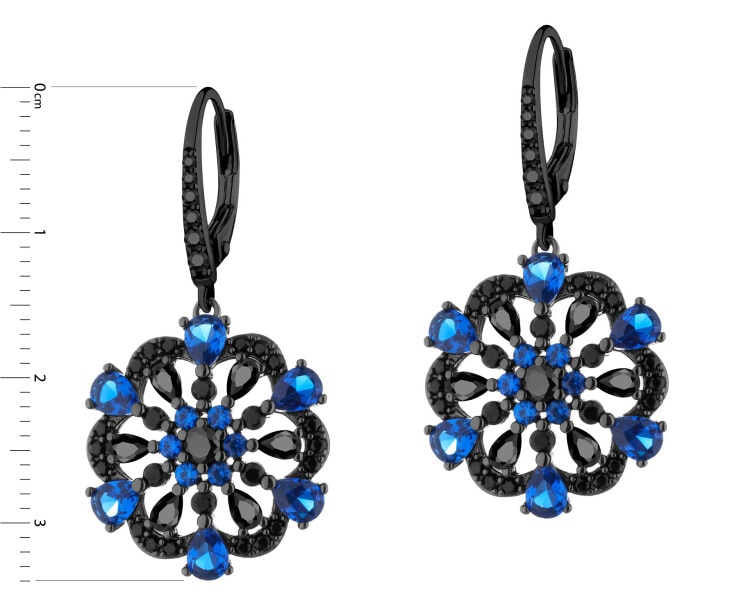 Silver Plated With Black Rhodium Dangling Earring